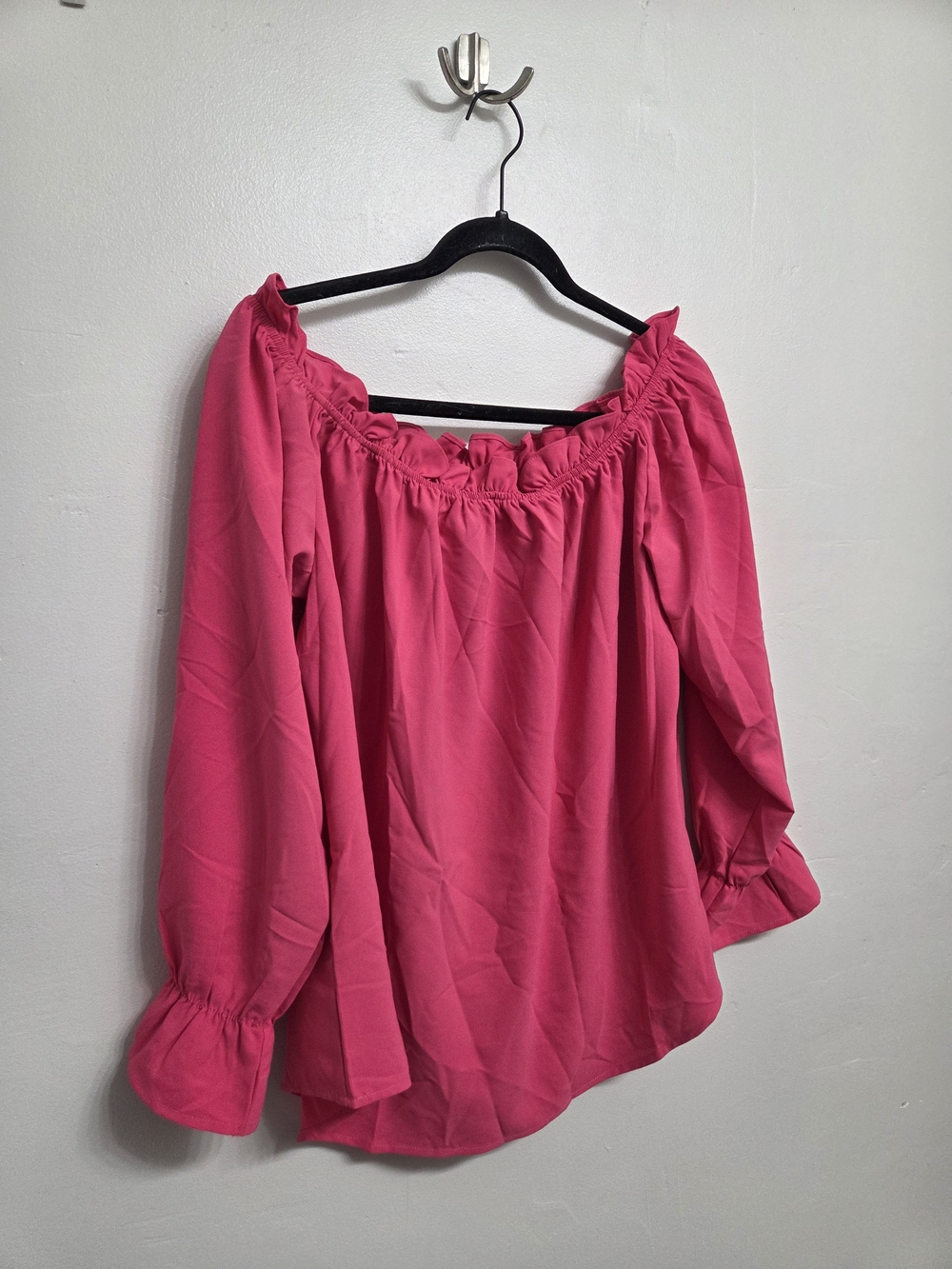 Pink Off-Shoulder Peasant Blouse - Women's Top